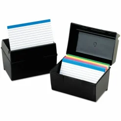 Oxford Plastic Index Card File, Holds 500 5 x 8 Cards, 8.63 x 6.38 x 6, Black