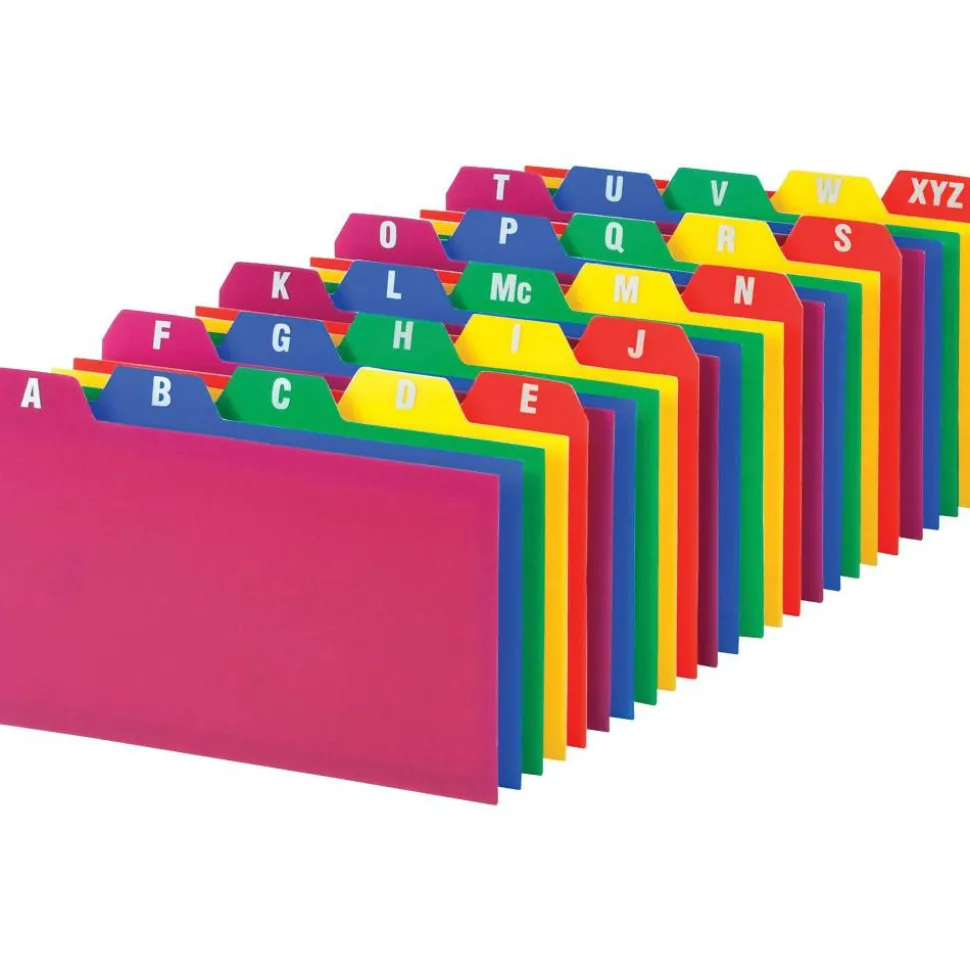 Oxford Poly Card Guides, A-Z, 3" x 5", Assorted Colors