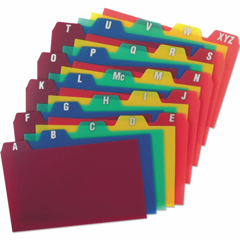Oxford Poly Card Guides, A-Z, 3" x 5", Assorted Colors
