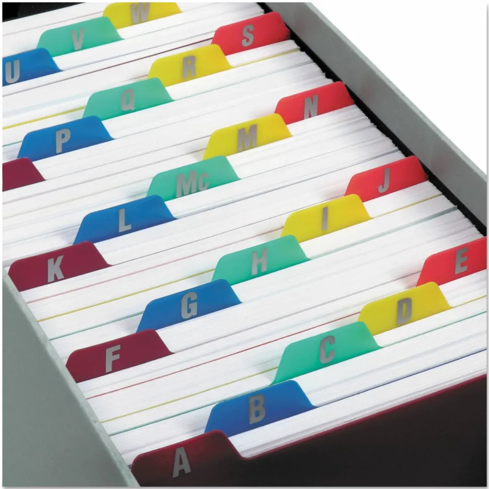 Oxford Poly Card Guides, A-Z, 3" x 5", Assorted Colors