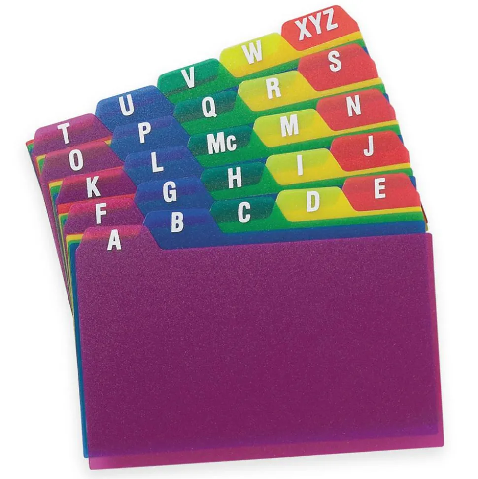 Oxford Poly Card Guides, A-Z, 3" x 5", Assorted Colors