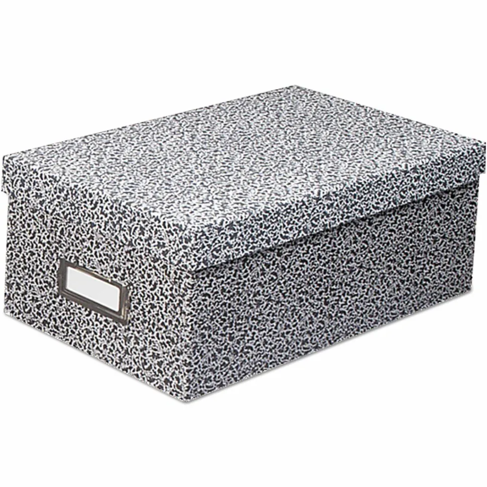 Oxford Reinforced Board Card File, Lift-Off Cover, Holds 1,200 3 x 5 Cards, 5.13 x 11 x 3.63, Black/White