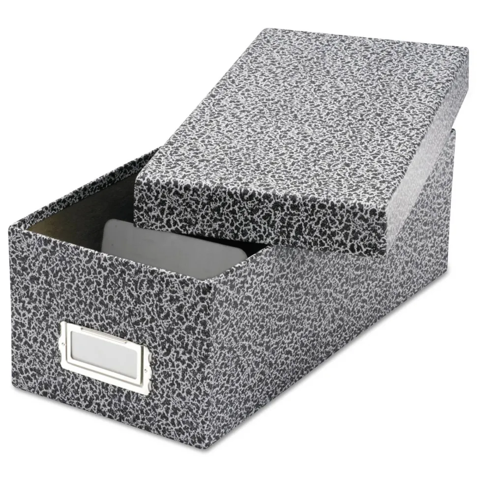 Oxford Reinforced Board Card File, Lift-Off Cover, Holds 1,200 3 x 5 Cards, 5.13 x 11 x 3.63, Black/White