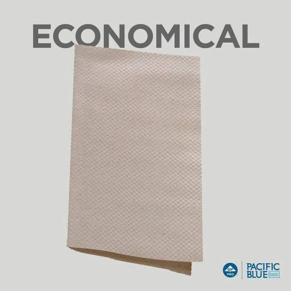 Pacific Blue Basic by GP PRO, 1-Ply, S-Fold Paper Towels, 9.25" X 9.9", 100% Recycled, Brown, 250 Sheets per Pack, 16 Packs Per Case