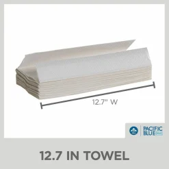Pacific Blue Basic by GP PRO, 1-Ply, C-Fold Paper Towels, 10.1" X 12.7", 100% Recycled, White, 240 Sheets per Pack, 10 Packs Per Case