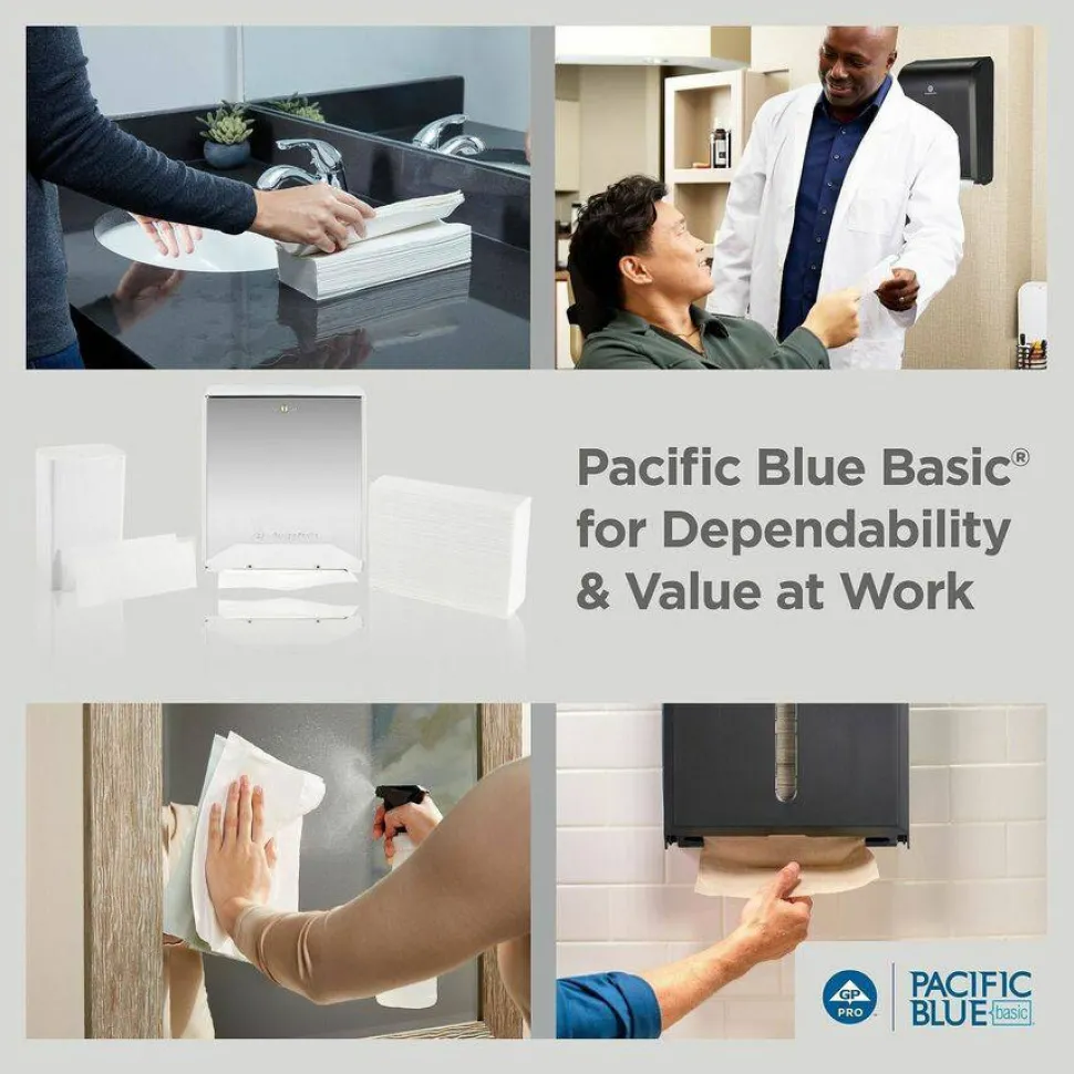 Pacific Blue Basic by GP PRO, 1-Ply, C-Fold Paper Towels, 10.1" X 12.7", 100% Recycled, White, 240 Sheets per Pack, 10 Packs Per Case