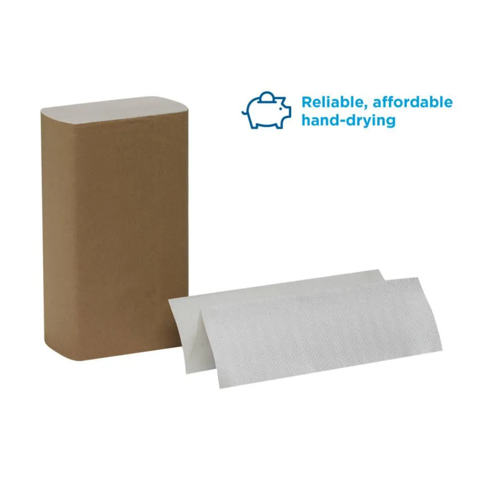 Pacific Blue Basic by GP PRO, 1-Ply, Multifold Paper Towels, 9.2" X 9.4", White, 250 Sheets per Pack, 16 Packs Per Case