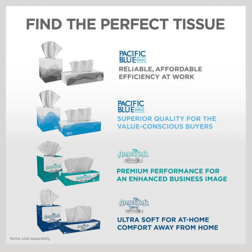 Pacific Blue Basic 2-Ply Facial Tissue, Flat Box, White, 100% Recycled Fiber, 30 Boxes Per Case, 100 Sheets Per Box