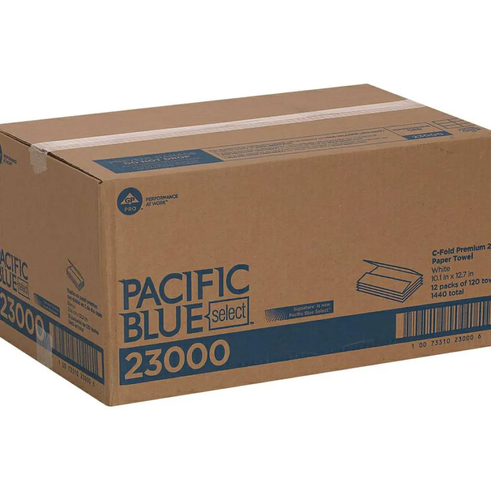 Pacific Blue Select by GP PRO, 2-Ply, C-Fold Paper Towels, 10.1" X 12.7", White, 120 Sheets per Pack, 12 Packs Per Case