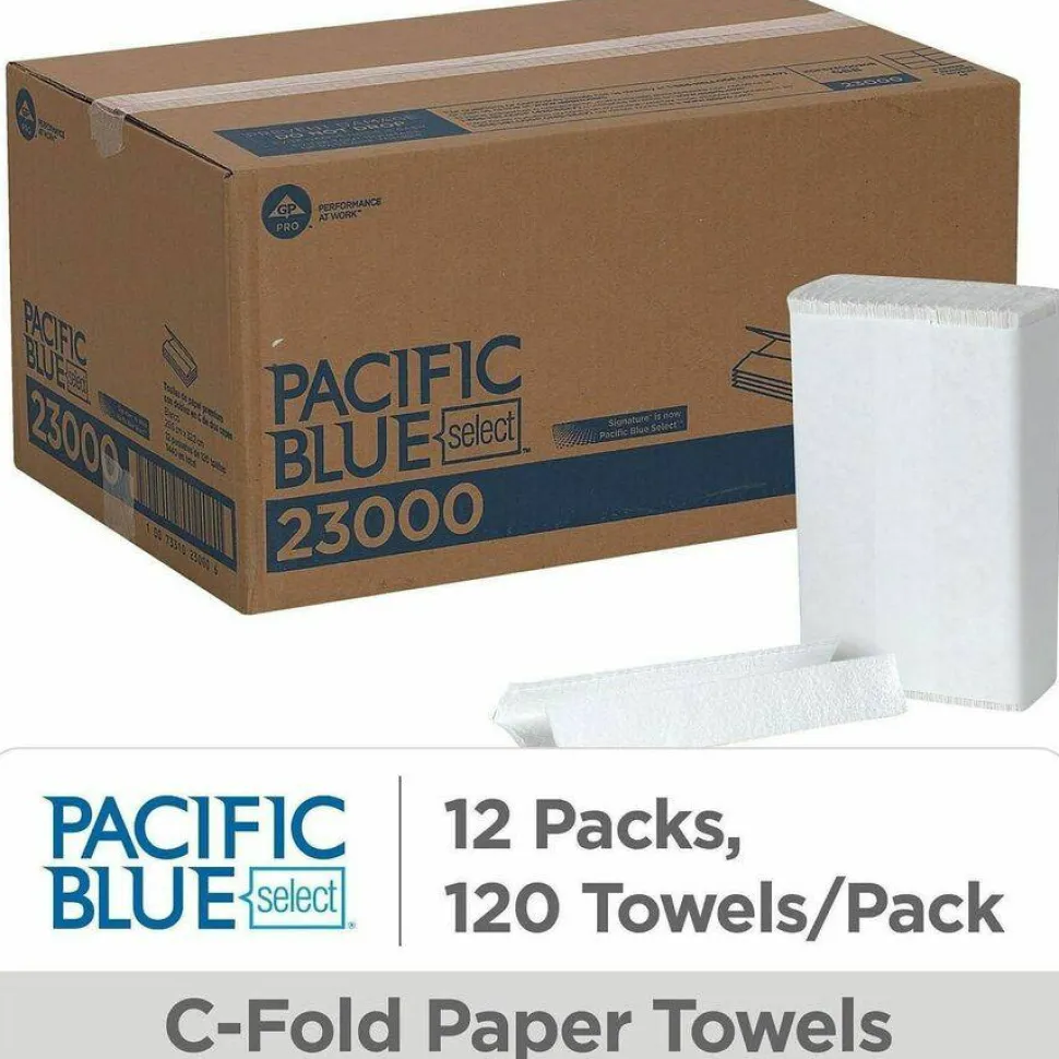 Pacific Blue Select by GP PRO, 2-Ply, C-Fold Paper Towels, 10.1" X 12.7", White, 120 Sheets per Pack, 12 Packs Per Case