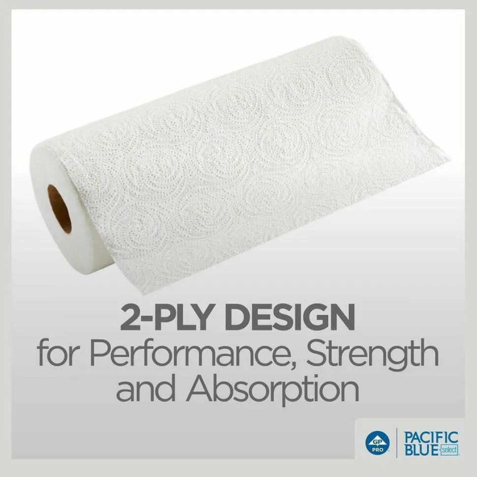 Pacific Blue Select by GP PRO, 2-Ply, Perforated Paper Towels, White, 12 Rolls Per Case, 250 Sheets Per Roll