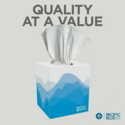 Pacific Blue Select 2-Ply Facial Tissue, Cube Box, White, 10% Recycled Fiber, 36 Boxes Per Case, 100 Tissues Per Box
