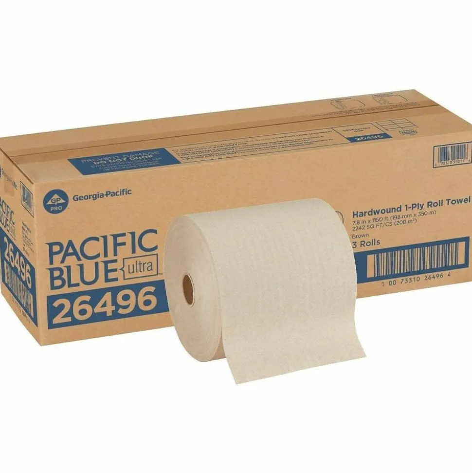 Pacific Blue Ultra by GP PRO High Capacity 1-Ply Paper Towels, Brown, 1150' Per Roll, Pack Of 3 Rolls