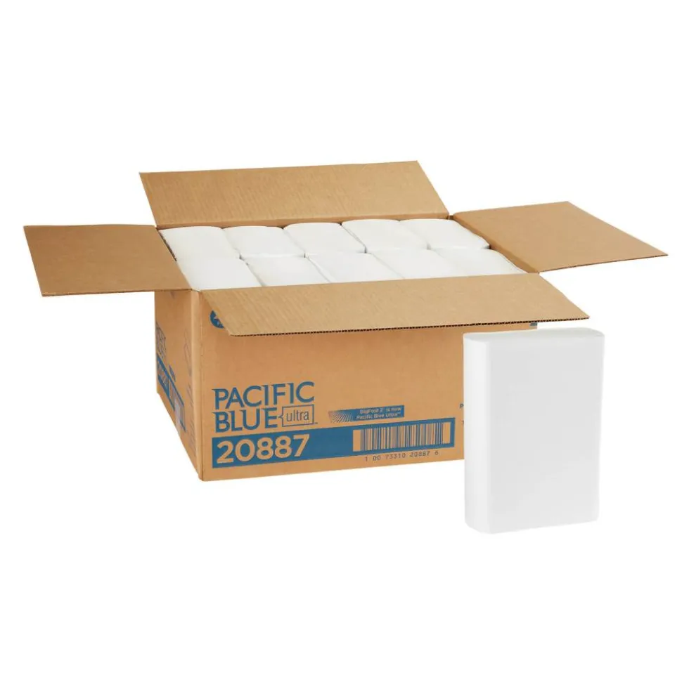 Pacific Blue Ultra by GP PRO, 1-Ply, Z-Fold Paper Towels, 10.2" X 10.8", White, 220 Sheets per Pack, 10 Packs Per Case