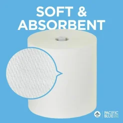 Pacific Blue Ultra Paper Towel Rolls, 1-Ply, 40% Recycled Fiber, White, 7.87" x 1150' Rolls, 6 Rolls per Case