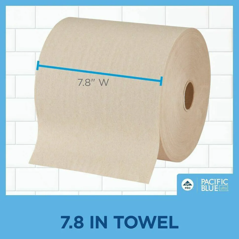 Pacific Blue Ultra Paper Towel Rolls, 1-Ply, 100% Recycled Fiber, Brown, 7.87" x 1150' Rolls, 6 Rolls per Case