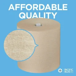 Pacific Blue Ultra Paper Towel Rolls, 1-Ply, 100% Recycled Fiber, Brown, 7.87