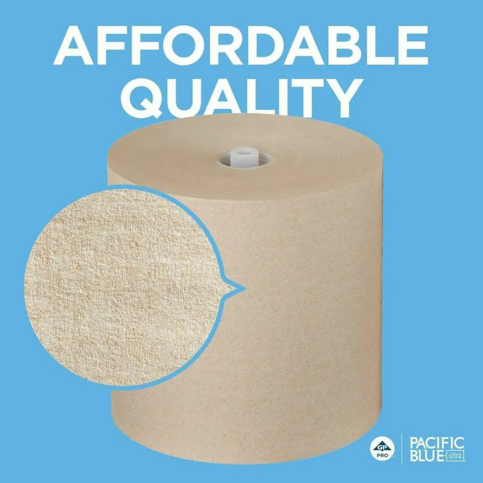 Pacific Blue Ultra Paper Towel Rolls, 1-Ply, 100% Recycled Fiber, Brown, 7.87" x 1150' Rolls, 6 Rolls per Case