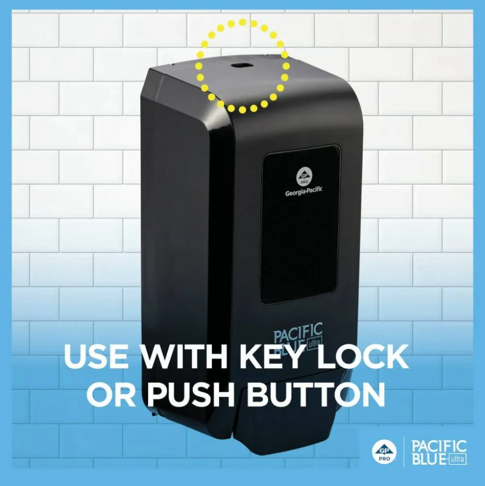 Pacific Blue Ultra Wall-Mount Manual Soap & Sanitizer Dispenser, 11.49"H x 5.66"W x 4"D, Black, 1 Dispenser