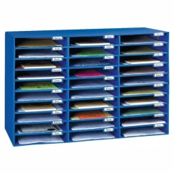 Pacon 70% Recycled Corrugated Mail Box, 30 Slots, Blue