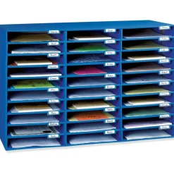 Pacon 70% Recycled Corrugated Mail Box, 30 Slots, Blue