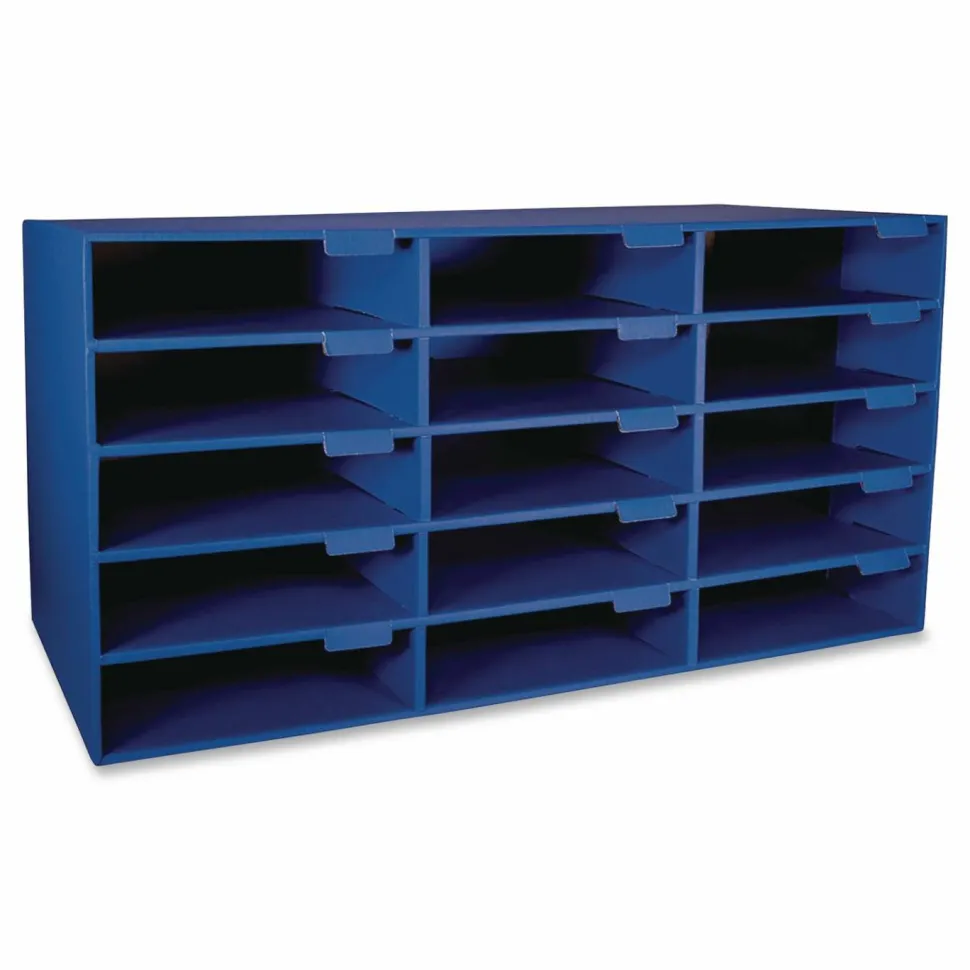 Pacon 70% Recycled Mailbox Storage Unit, 15 Slots, Blue