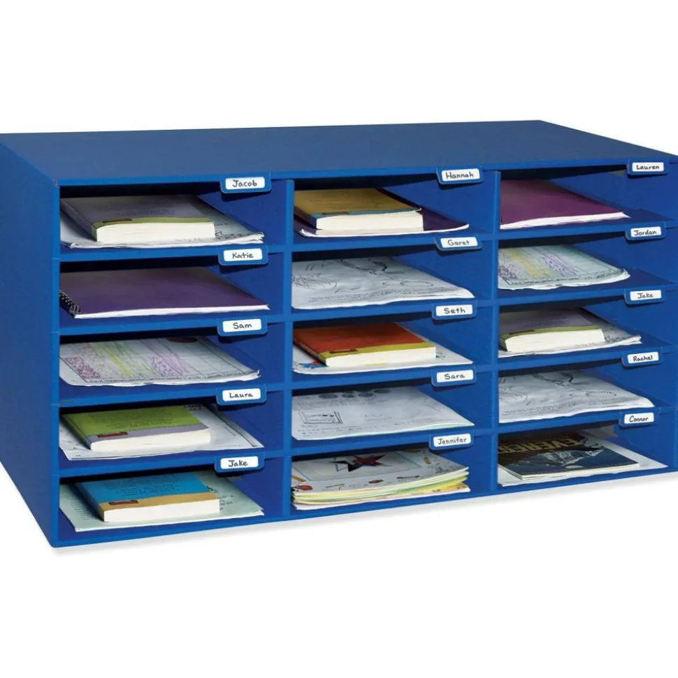 Pacon 70% Recycled Mailbox Storage Unit, 15 Slots, Blue