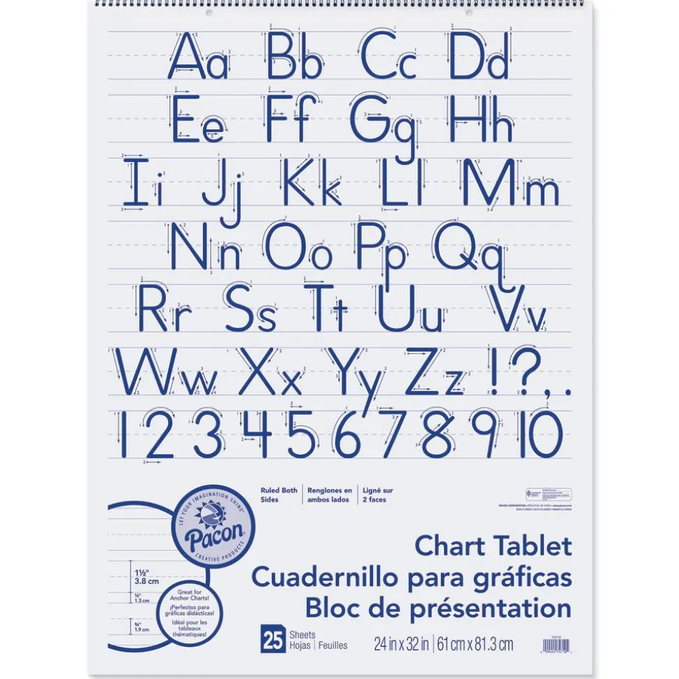 Pacon Chart Tablet, 24" x 32", 1 1/2" Ruled, 25 Sheets