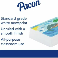 Pacon Plain White Newsprint Paper, 18