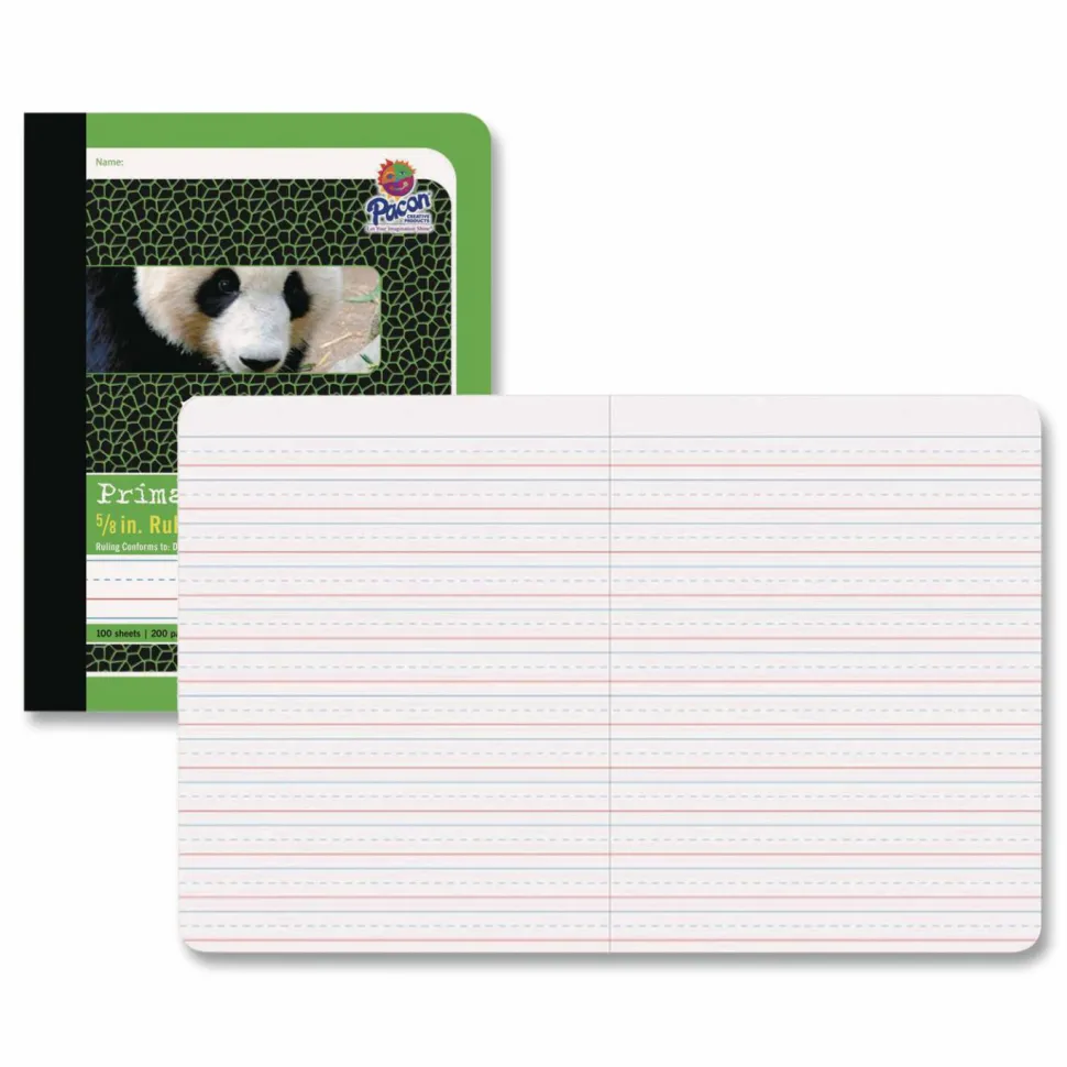 Pacon Primary Journal Composition Book, 7-1/2" x 9-3/4", Picture Story, 0.63" Rule, 100 Sheets, Green