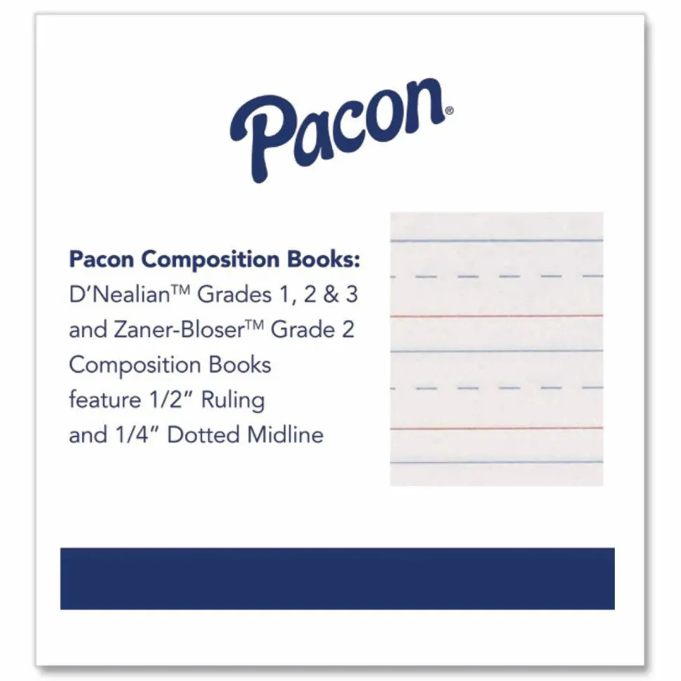 Pacon Primary Journal Composition Book, 7-1/2" x 9-3/4", Picture Story, 0.63" Rule, 100 Sheets, Green