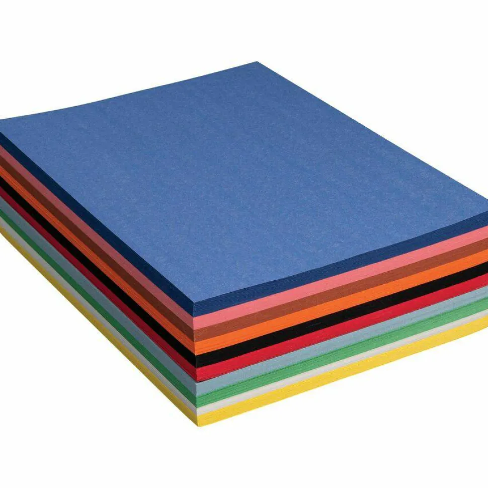 Pacon Rainbow Super Value Construction Paper Ream, 45 lb Text, 9 x 12, Assorted, 500 Sheets/Ream