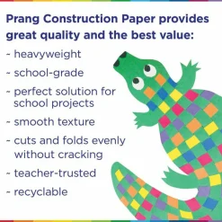 Pacon Rainbow Super Value Construction Paper Ream, 45 lb Text, 9 x 12, Assorted, 500 Sheets/Ream