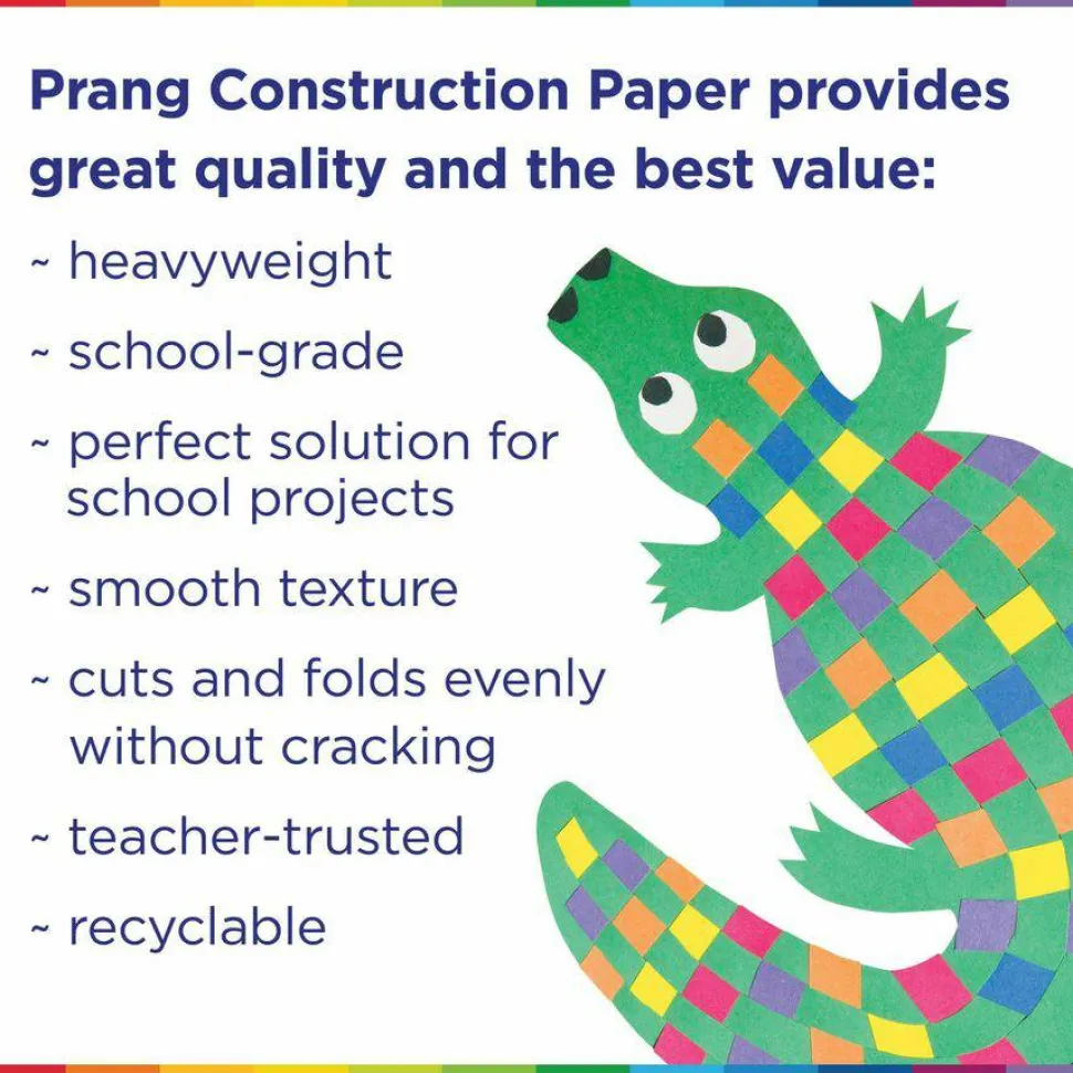 Pacon Rainbow Super Value Construction Paper Ream, 45 lb Text, 9 x 12, Assorted, 500 Sheets/Ream