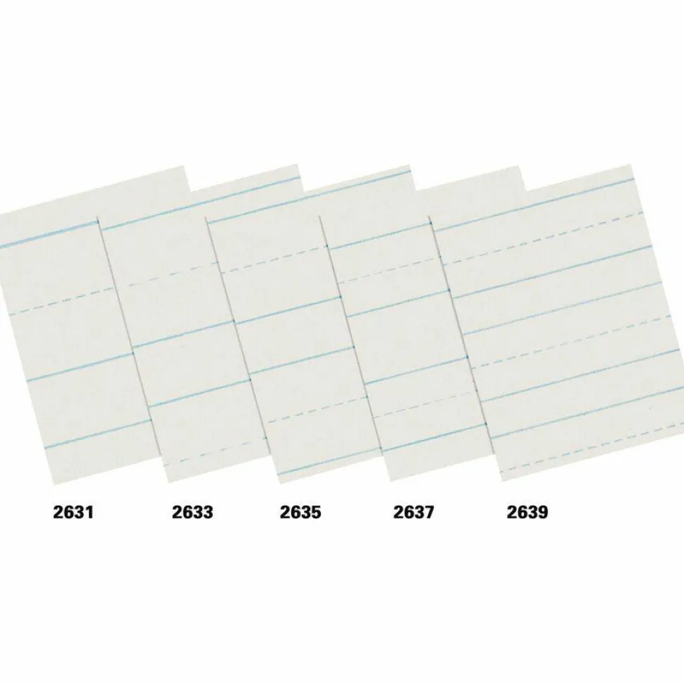 Pacon Skip-A-Line Ruled Newsprint Paper, 1/2" Two-Sided Long Rule, 8.5 x 11, 500/Pack