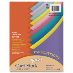 Pacon Array Card Stock, 65 lb. Cover Weight, 8.5 x 11, Assorted, 250/Pack
