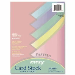 Pacon Array Card Stock, 65 lb Cover Weight, 8.5 x 11, Assorted Pastel Colors, 100/Pack