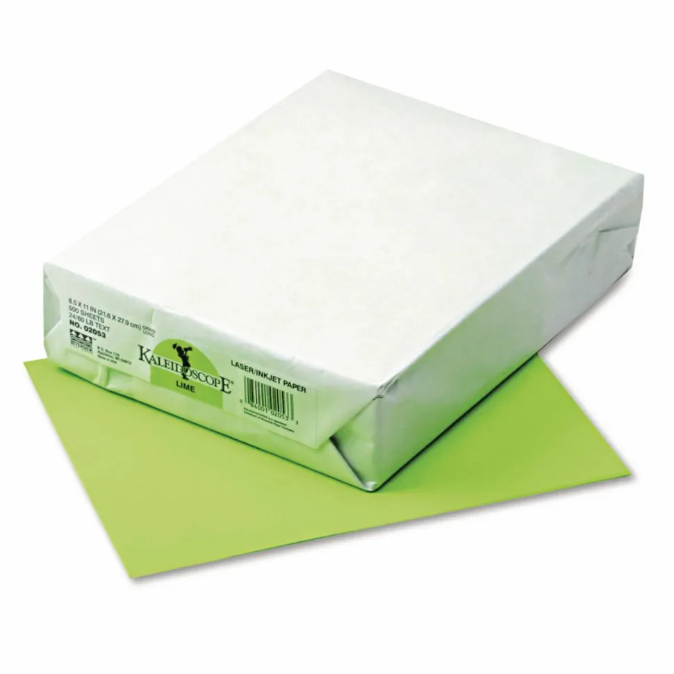 Pacon Kaleidoscope Multipurpose Colored Paper, 24 lb Bond Weight, 8.5 x 11, Lime, 500/Ream