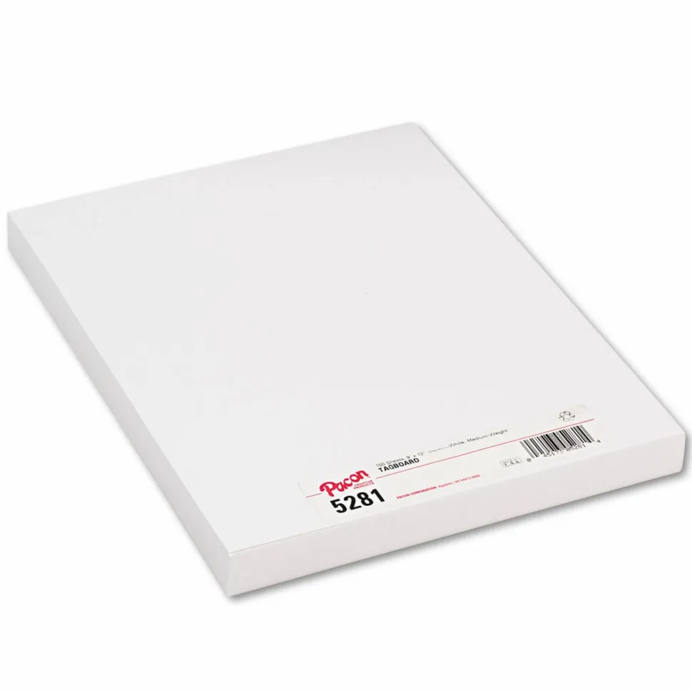 Pacon Medium Weight Tagboard, 12 x 9, White, 100/Pack
