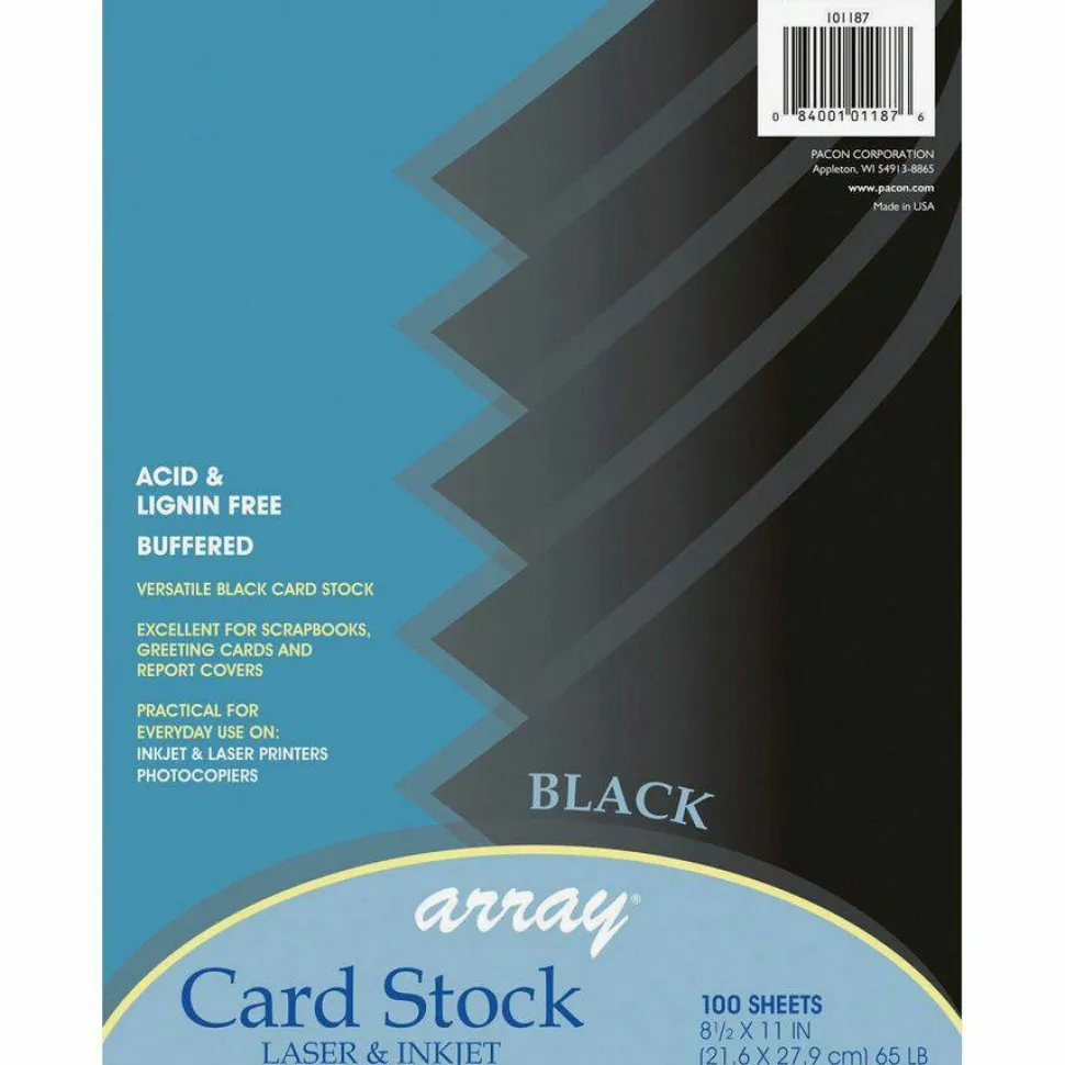Pacon Multi-Use Card Stock, Black, Letter (8.5" x 11"), 65 Lb, Pack Of 100