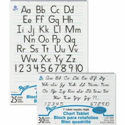 Pacon Ruled Chart Tablet - 30 Sheets - Spiral Bound - Ruled - 1" Ruled - 24"x16" - White Paper - Stiff Cover - 74630