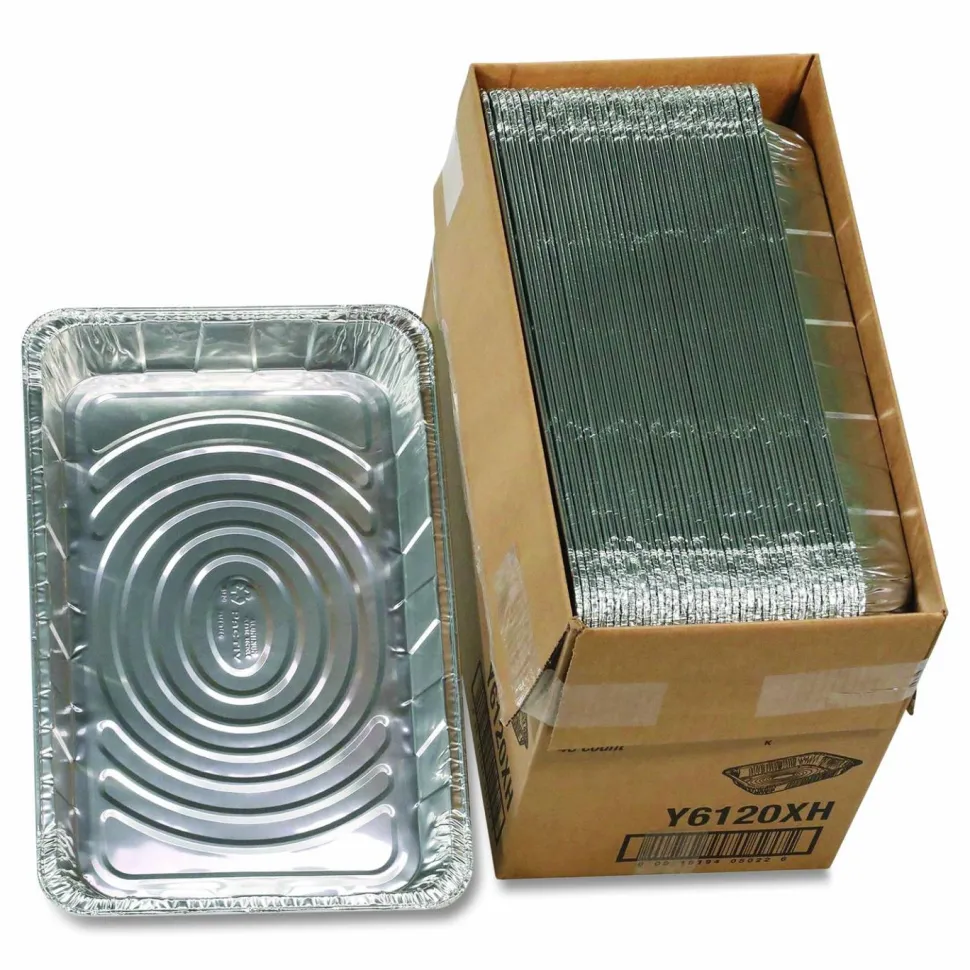 Pactiv Evergreen Aluminum Steam Table Pan, Full-Size Medium, 2.2" Deep, 19.6 x 11.6, 40/Carton