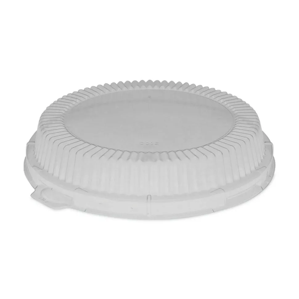 Pactiv Evergreen ClearView Dome-Style Lids with Tabs, Fluted, 3/4”H x 8-15/16”W x 8-15/16”D, Clear, Plastic, Carton Of 504 Lids