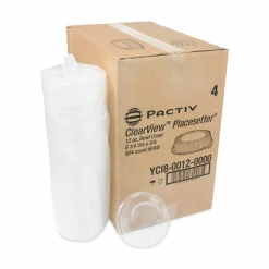 Pactiv Evergreen ClearView Dome-Style Lids with Tabs, Fluted, 3/4”H x 8-15/16”W x 8-15/16”D, Clear, Plastic, Carton Of 504 Lids