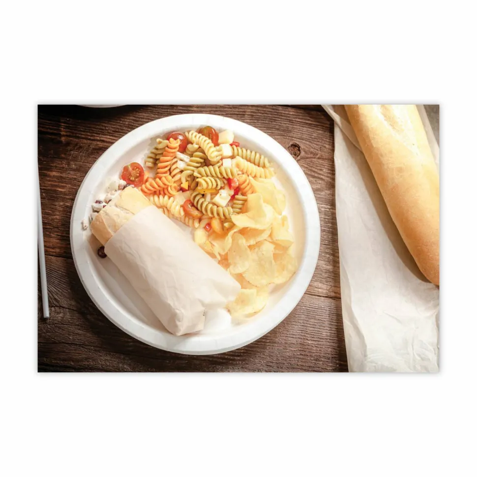 Pactiv Evergreen EarthChoice Pressware Dinnerware, Plates, 10”, White, Carton Of 300 Plates