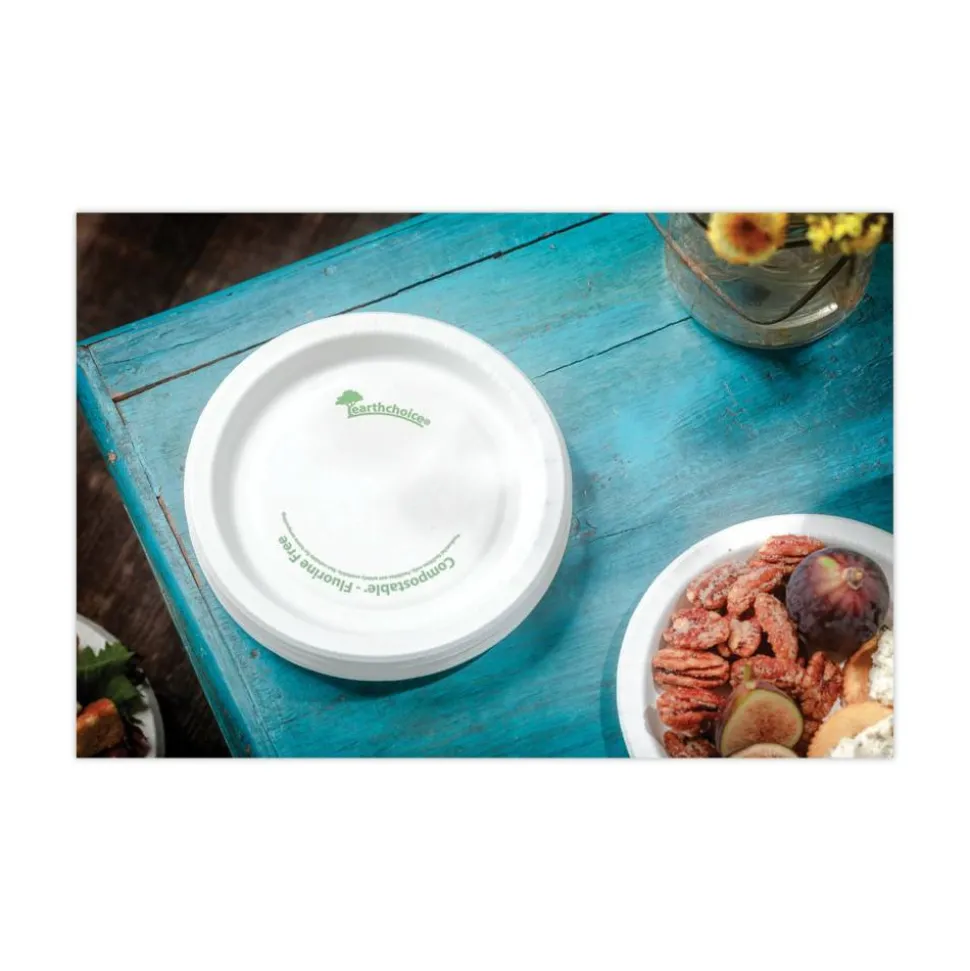 Pactiv Evergreen EarthChoice Pressware Dinnerware, Plates, 10”, White, Carton Of 300 Plates