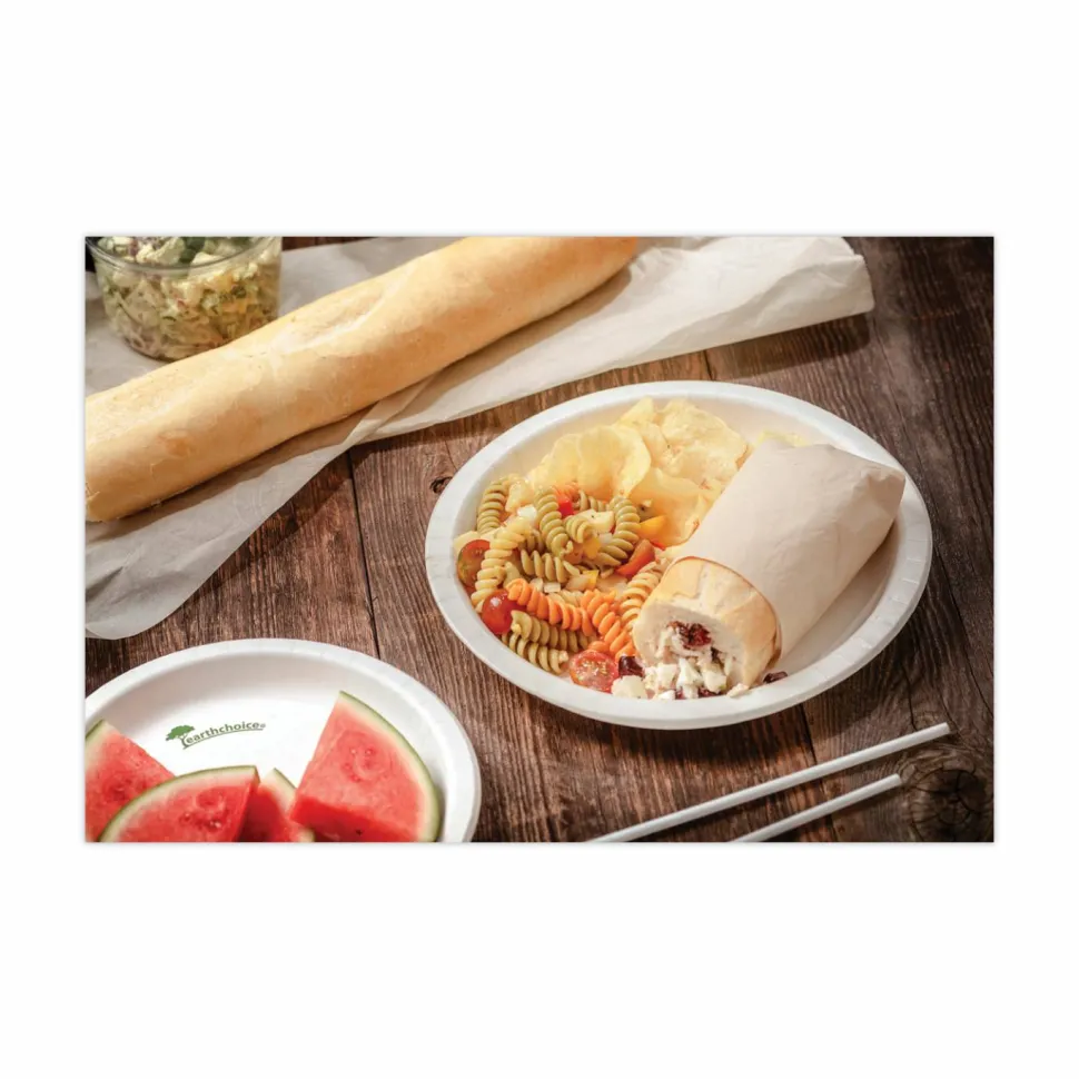 Pactiv Evergreen EarthChoice Pressware Dinnerware, Plates, 10”, White, Carton Of 300 Plates