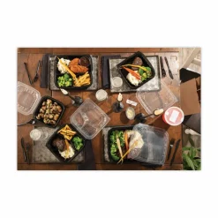 Pactiv Evergreen EarthChoice Vented Dual-Color Microwavable Hinged-Lid Containers, 3-Compartment, 33 Oz,Black/Clear, Pack Of 150 - DC858330B000