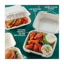 Pactiv Evergreen EarthChoice SmartLock Microwavable MFPP Hinged Lid Containers, 3-1/8”H x 8-5/16”W x 8-3/8”D, White, Carton Of 200 Containers