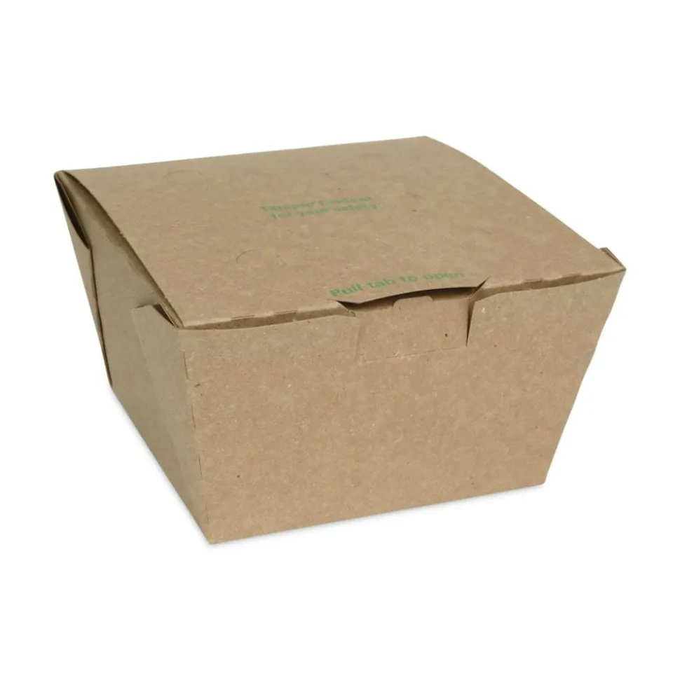 Pactiv Evergreen EarthChoice Tamper Evident OneBox Paper Boxes, 3-1/4”H x 4-1/2”W x 4-1/2”D, Case Of 200 Boxes